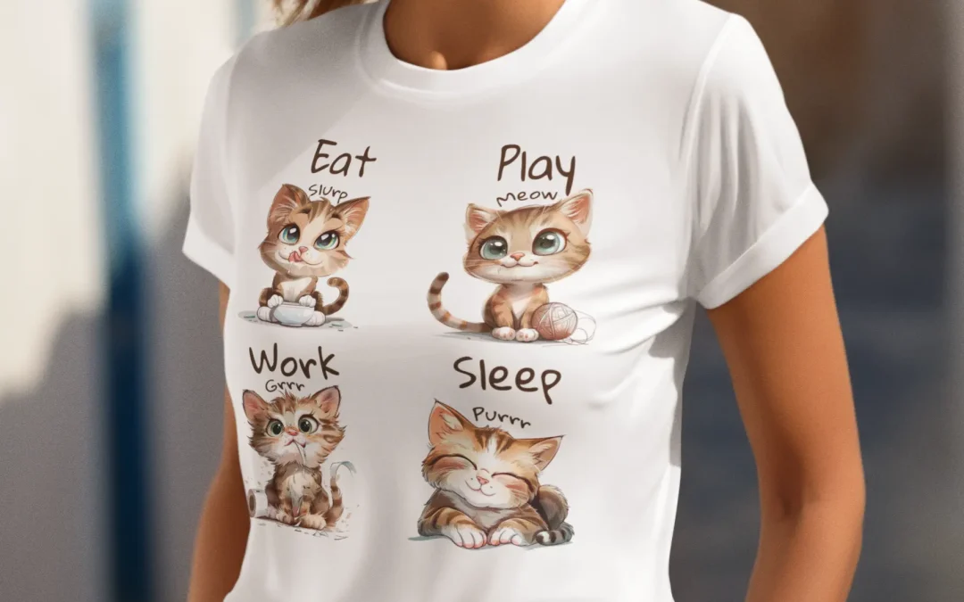 Embrace Adorable Style with the “Eat Play Work Sleep Cute Kittens” Design by Goofygears