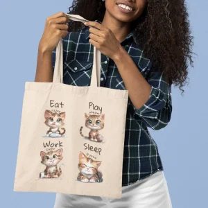 Eat Play Work Sleep Cute Kittens White Glossy Mug